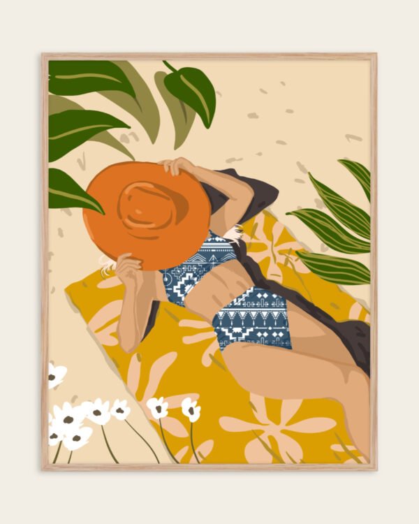 Shop modern bohemian summer beach painting Art Print, Canvas Print, Commercial digital license & instant download printable - available at 83oranges.com by artist Uma Gokhale India