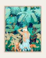 Shop Backyard garden jungle woman watercolor painting Art Print & Canvas Print, Commercial digital license & Instant download printable - exclusively certified at 83oranges.com by artist Uma Gokhale India