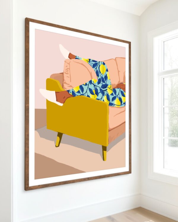 Shop Casual Sunday Lemons Self-care Holiday Weekend Pastel Art Print & Canvas Print, Commercial digital license & Instant download printable - exclusively certified at 83oranges.com by artist Uma Gokhale India