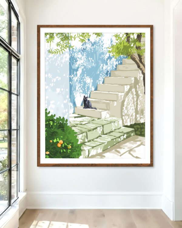 Shop Time To Be a Black Cat Art Print, Canvas Print, Commercial digital license & Instant download printable - available at 83oranges.com by artist Uma Gokhale India