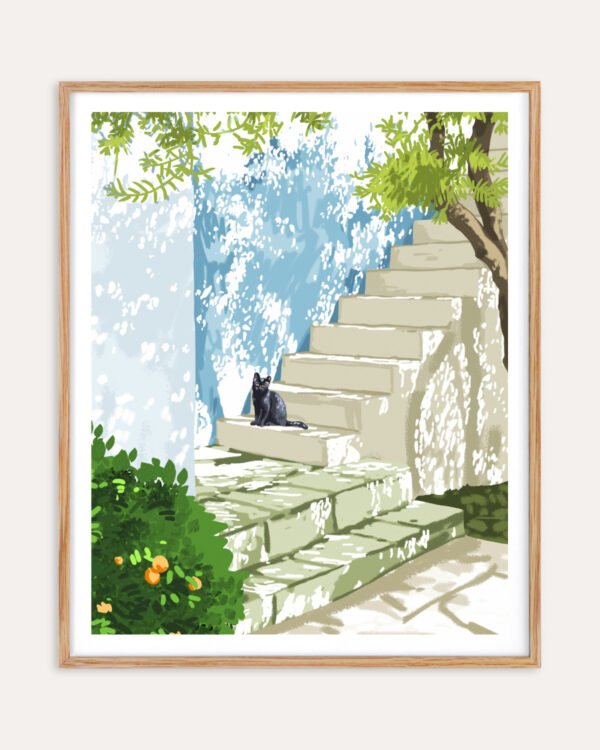 Shop Time To Be a Black Cat Art Print, Canvas Print, Commercial digital license & Instant download printable - available at 83oranges.com by artist Uma Gokhale India