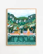 Shop bohemian woman with jungle leopard teal wild cats Art Print, Canvas Print, digital printable download - available at 83oranges.com by artist Uma Gokhale India