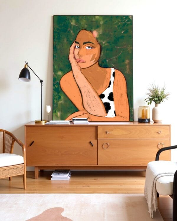 Shop woman portrait sincere bold fashion woman Art Print, Canvas Print, digital printable download - available at 83oranges.com by artist Uma Gokhale India