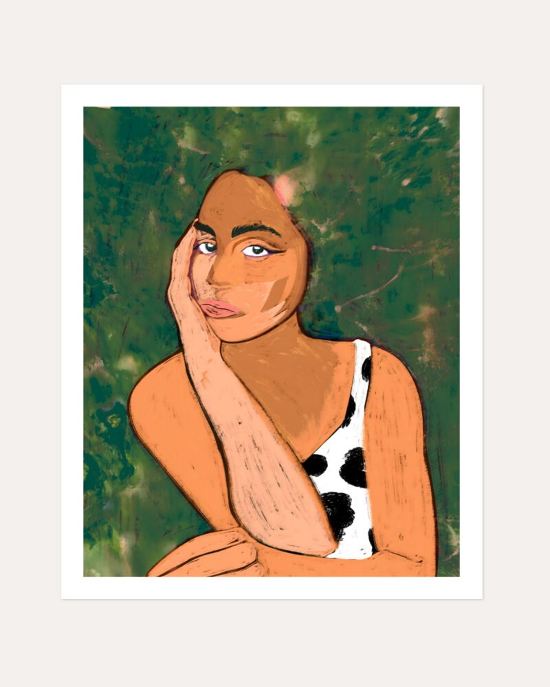 Shop Liminal Quietude Woman Portrait Art Print, Canvas Print, commercial digital license, instant download printable - available at 83oranges.com by artist Uma Gokhale India