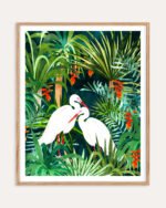 Shop Herons Jungle Watercolor Birds Animals Wildlife painting Art Print, Canvas Print, Commercial digital license & Instant printable download - available at 83oranges.com by artist Uma Gokhale India