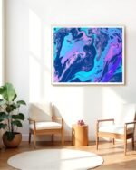 Shop Abstract Playful marble blue purple resin art Painting Art Print, Canvas Print - exclusively certified & available to order online at 83oranges.com by artist Uma Gokhale India