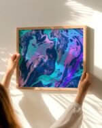 Shop Abstract Playful marble blue purple resin art Painting Art Print, Canvas Print - exclusively certified & available to order online at 83oranges.com by artist Uma Gokhale India