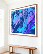 Shop Abstract Playful marble blue purple resin art Painting Art Print, Canvas Print, Commercial digital license & Instant download printable - certified & available to order online at 83oranges.com by artist Uma Gokhale India