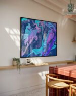Shop Abstract Playful marble blue purple resin art Painting Art Print, Canvas Print, Commercial digital license & Instant download printable - certified & available to order online at 83oranges.com by artist Uma Gokhale India