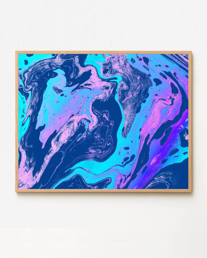 Shop Abstract Playful marble blue purple resin art Painting Art Print, Canvas Print - exclusively certified & available to order online at 83oranges.com by artist Uma Gokhale India