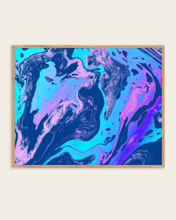 Shop Abstract Playful marble blue purple resin art Painting Art Print, Canvas Print, Commercial digital license & Instant download printable - certified & available to order online at 83oranges.com by artist Uma Gokhale India
