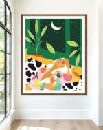 Shop Moon lover eclectic maximalist bold fashion woman Art Print, Canvas Print, Commercial digital license & Instant printable download - available at 83oranges.com by artist Uma Gokhale India Shop Moon lover eclectic maximalist bold fashion woman Art Print, Canvas Print, Commercial digital license & Instant printable download - available at 83oranges.com by artist Uma Gokhale India