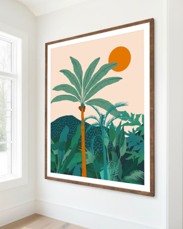Shop Palm Vibes Vintage Botanical Nature tropical illustration Art Print, Canvas Print, Commercial digital license, Instant printable download - available at 83oranges.com by artist Uma Gokhale India