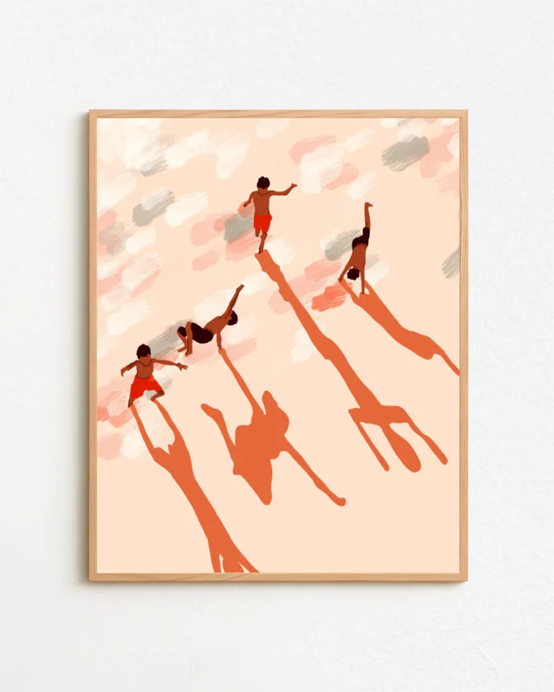 Shop free spirits freedom children on beach vacation Art Print & Canvas Print - exclusively certified at 83oranges.com by artist Uma Gokhale India