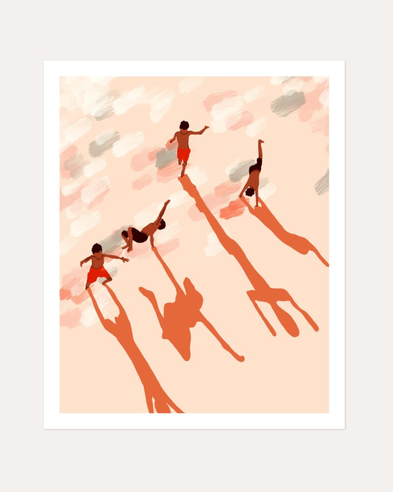 Shop free spirits freedom children on beach vacation Art Print & Canvas Print, Commercial digital license & Instant download printable - exclusively certified at 83oranges.com by artist Uma Gokhale India