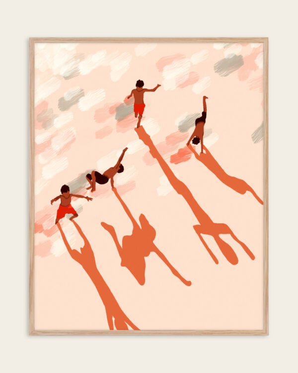 Shop free spirits freedom children on beach vacation Art Print & Canvas Print, Commercial digital license & Instant download printable - exclusively certified at 83oranges.com by artist Uma Gokhale India