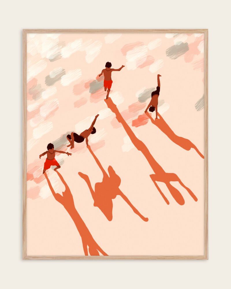 Shop free spirits freedom children on beach vacation Art Print & Canvas Print, Commercial digital license & Instant download printable - exclusively certified at 83oranges.com by artist Uma Gokhale India