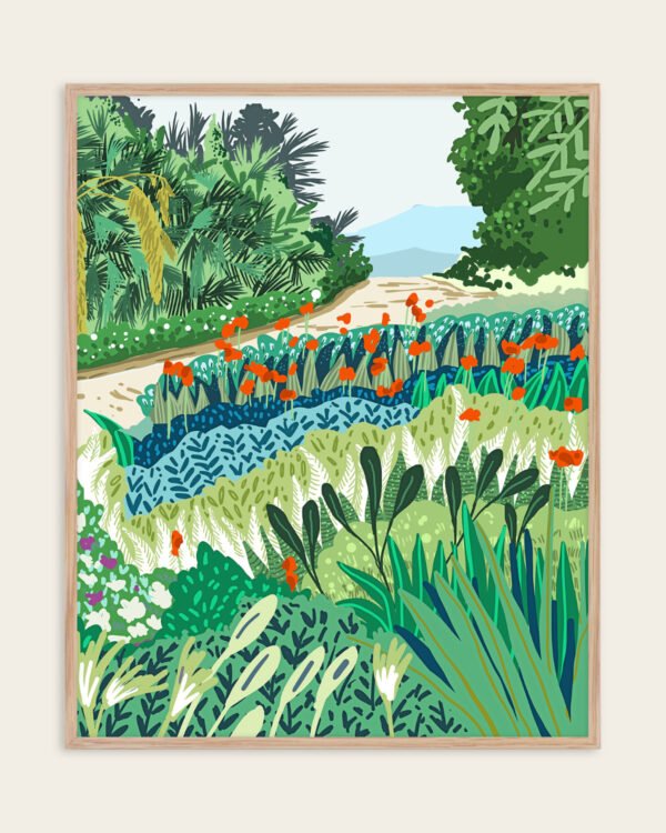 Shop botanical illustration garden nature landscape Art Print, Canvas Print, Commercial digital license & instant download printable - certified at 83oranges.com by artist Uma Gokhale India