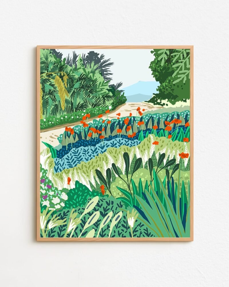 Shop botanical illustration garden nature landscape Art Print, Canvas Print - exclusively certified at 83oranges.com by artist Uma Gokhale India