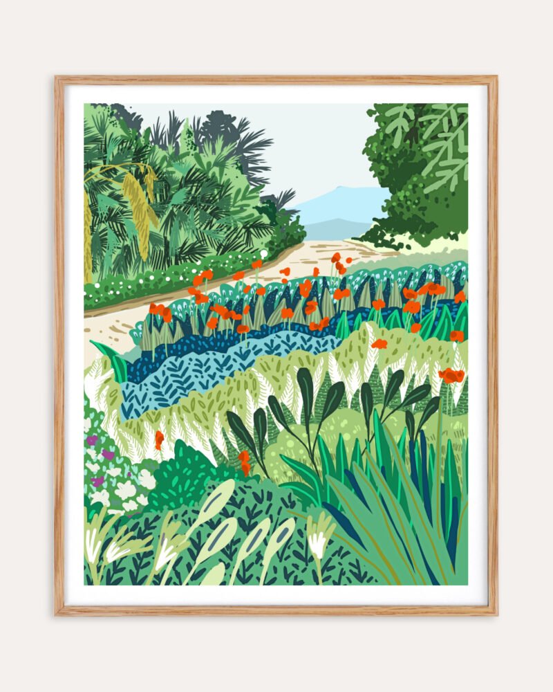 Shop botanical illustration garden nature landscape Art Print, Canvas Print, Commercial digital license & instant download printable - certified at 83oranges.com by artist Uma Gokhale India