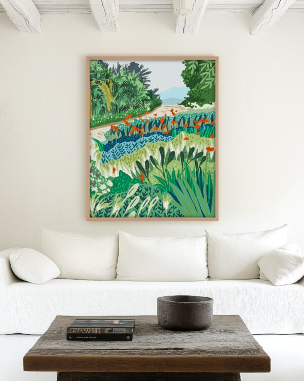 Shop botanical illustration garden nature landscape Art Print, Canvas Print, Commercial digital license & instant download printable - certified at 83oranges.com by artist Uma Gokhale India