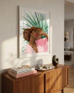 Shop Bohemian woman Tropical vacation Fashion Pastel Palm Travel summer Art Print & Canvas Print, Commercial digital license & Instant download printable - exclusively certified at 83oranges.com by artist Uma Gokhale India