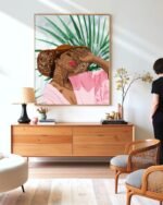 Shop Bohemian woman Tropical vacation Fashion Pastel Palm Travel summer Art Print & Canvas Print - exclusively certified at 83oranges.com by artist Uma Gokhale India
