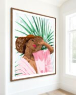 Shop Bohemian woman Tropical vacation Fashion Pastel Palm Travel summer Art Print & Canvas Print, Commercial digital license & Instant download printable - exclusively certified at 83oranges.com by artist Uma Gokhale India