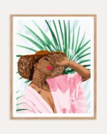 Shop Bohemian woman Tropical vacation Fashion Pastel Palm Travel summer Art Print & Canvas Print, Commercial digital license & Instant download printable - exclusively certified at 83oranges.com by artist Uma Gokhale India