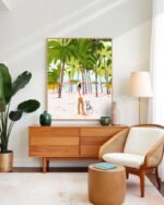 Shop Bohemian woman on the beach with Dalmatian dog pet Art Print & Canvas Print - exclusively certified at 83oranges.com by artist Uma Gokhale India