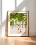 Shop Bohemian woman on the beach with Dalmatian dog pet Art Print & Canvas Print - exclusively certified at 83oranges.com by artist Uma Gokhale India