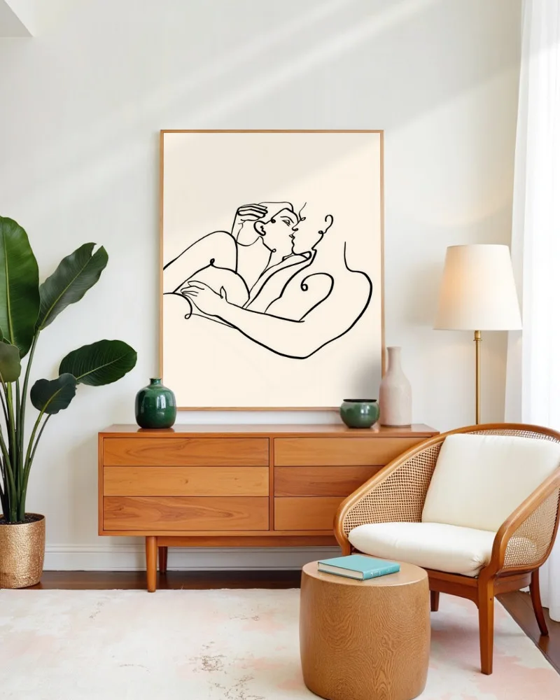 Shop The Kiss Art Print by 83 Oranges Uma Gokhale.
