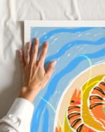 Shop Tiger Prawns shrimp sea food platter painting Art Print, Canvas Print, Commercial digital license, Instant download printable download - available at 83oranges.com by artist Uma Gokhale India