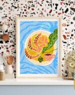 Shop Tiger Prawns shrimp sea food platter painting Art Print, Canvas Print, digital printable download - available at 83oranges.com by artist Uma Gokhale India