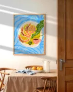 Shop Tiger Prawns shrimp sea food platter painting Art Print, Canvas Print, digital printable download - available at 83oranges.com by artist Uma Gokhale India