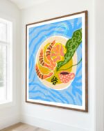 Shop Tiger Prawns shrimp sea food platter painting Art Print, Canvas Print, Commercial digital license, Instant download printable download - available at 83oranges.com by artist Uma Gokhale India