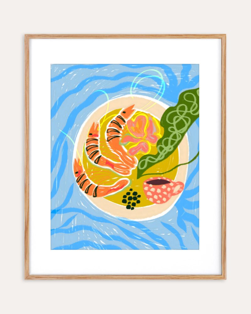 Shop Tiger Prawns shrimp sea food platter painting Art Print, Canvas Print, Commercial digital license, Instant download printable download - available at 83oranges.com by artist Uma Gokhale India