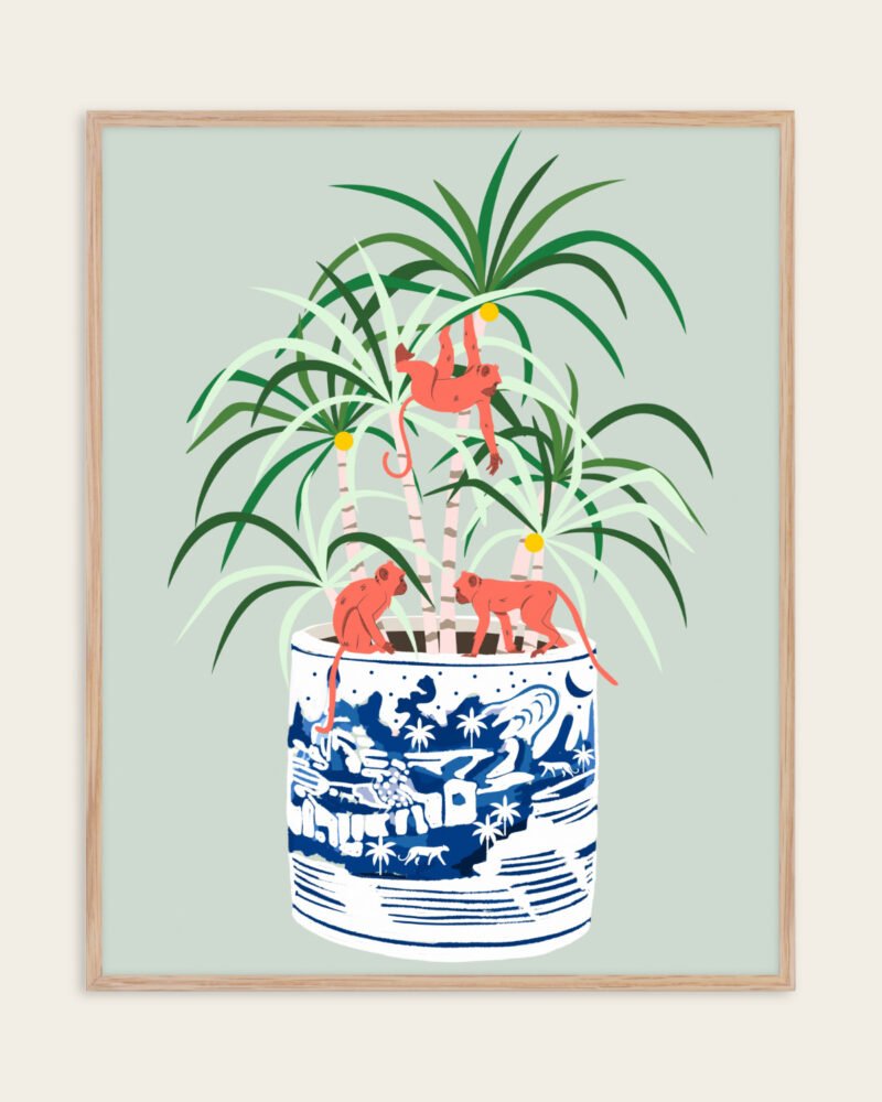 Shop Tropical bonsai strange plant & monkeys Painting Art Print, Canvas Print, Commercial digital license & Instant printable download - available at 83oranges.com by artist Uma Gokhale India Shop Tropical bonsai strange plant & monkeys Painting Art Print, Canvas Print, Commercial digital license & Instant printable download - available at 83oranges.com by artist Uma Gokhale India
