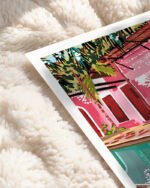 Shop Turkish Architecture Morocco Pink Buildings Art Print, Canvas Print, Commercial digital license & Instant download printable - available at 83oranges.com by artist Uma Gokhale India