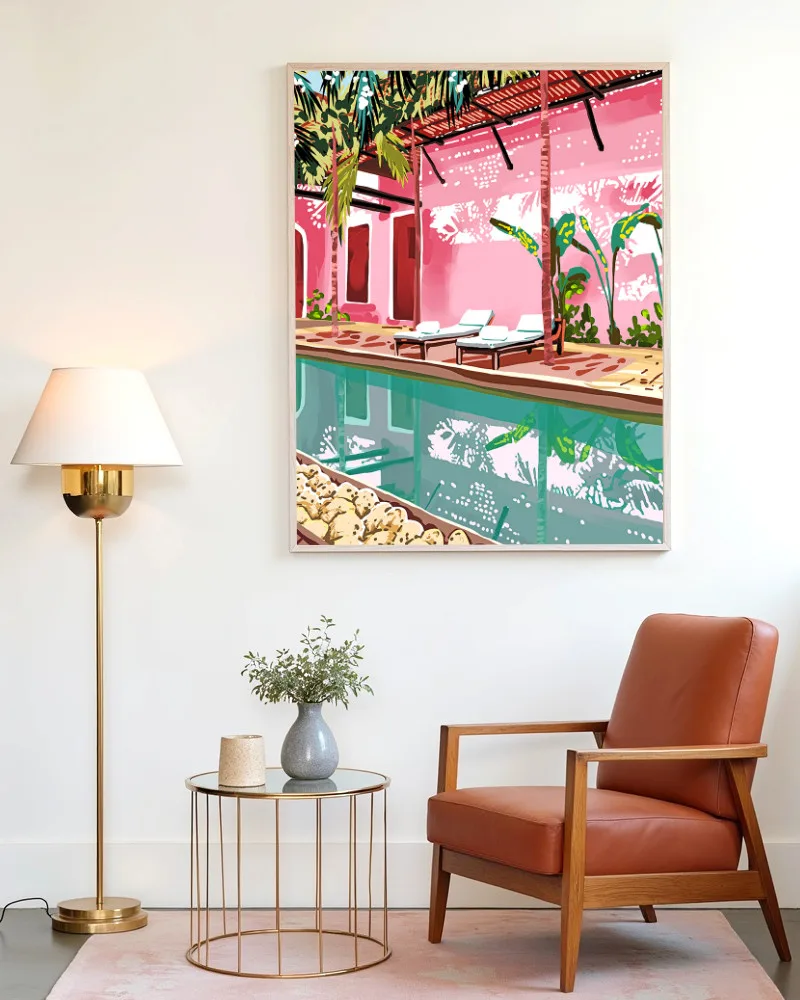 Shop Turkish Architecture Morocco Pink Buildings Art Print, Canvas Print & Fabric Print - exclusively available at 83oranges.com by artist Uma Gokhale India