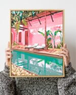 Shop Turkish Architecture Morocco Pink Buildings Art Print, Canvas Print & Fabric Print - exclusively available at 83oranges.com by artist Uma Gokhale India