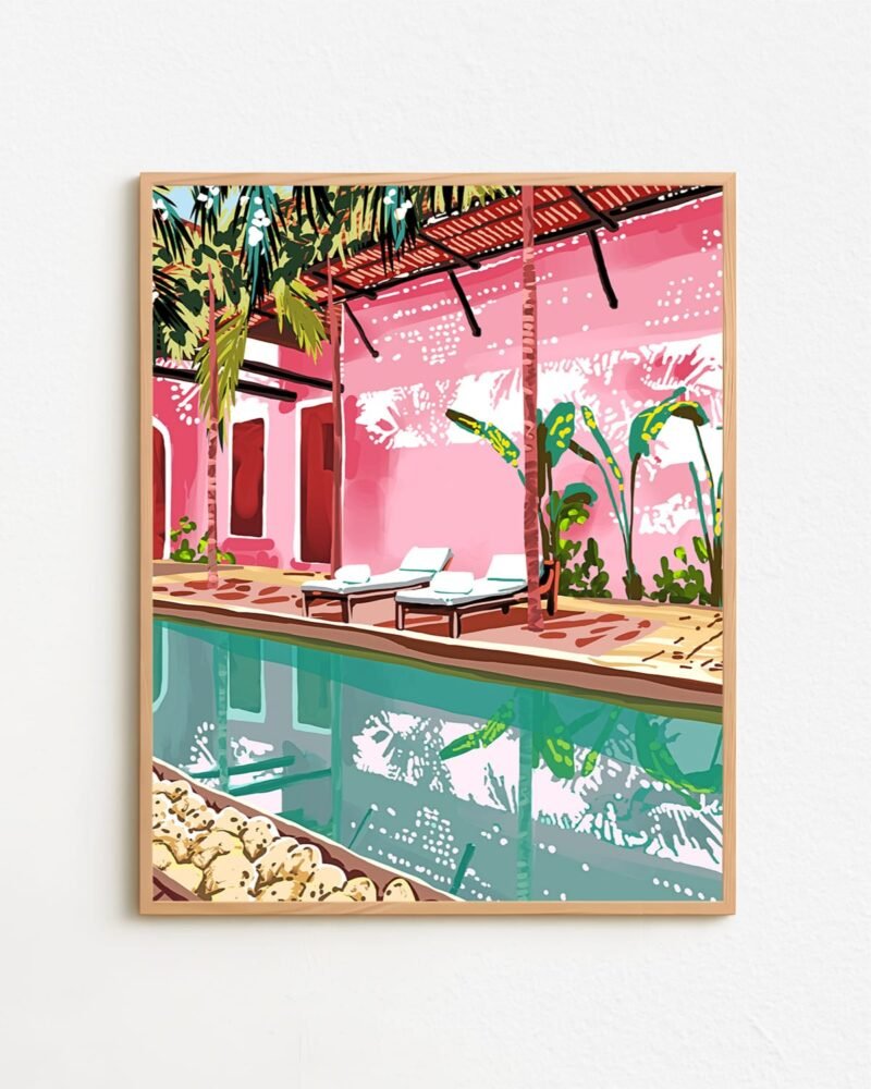 Shop Turkish Architecture Morocco Pink Buildings Art Print, Canvas Print & Fabric Print - exclusively available at 83oranges.com by artist Uma Gokhale India