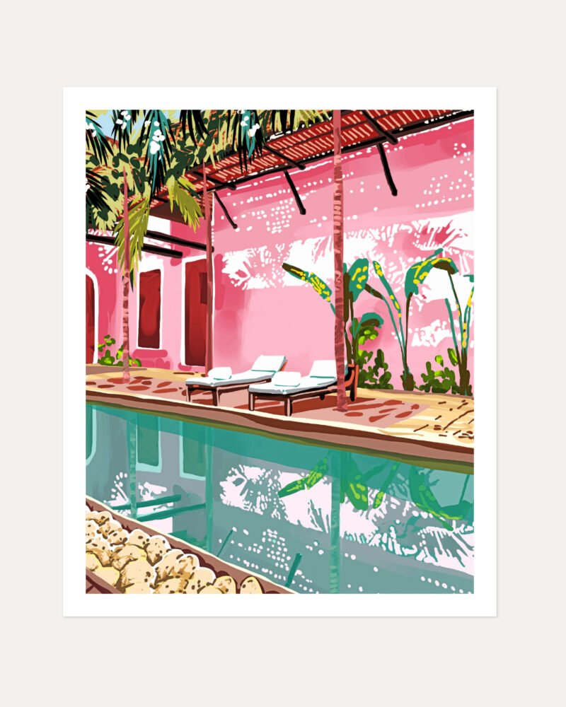 Shop Turkish Architecture Morocco Pink Buildings Art Print, Canvas Print, Commercial digital license & Instant download printable - available at 83oranges.com by artist Uma Gokhale India