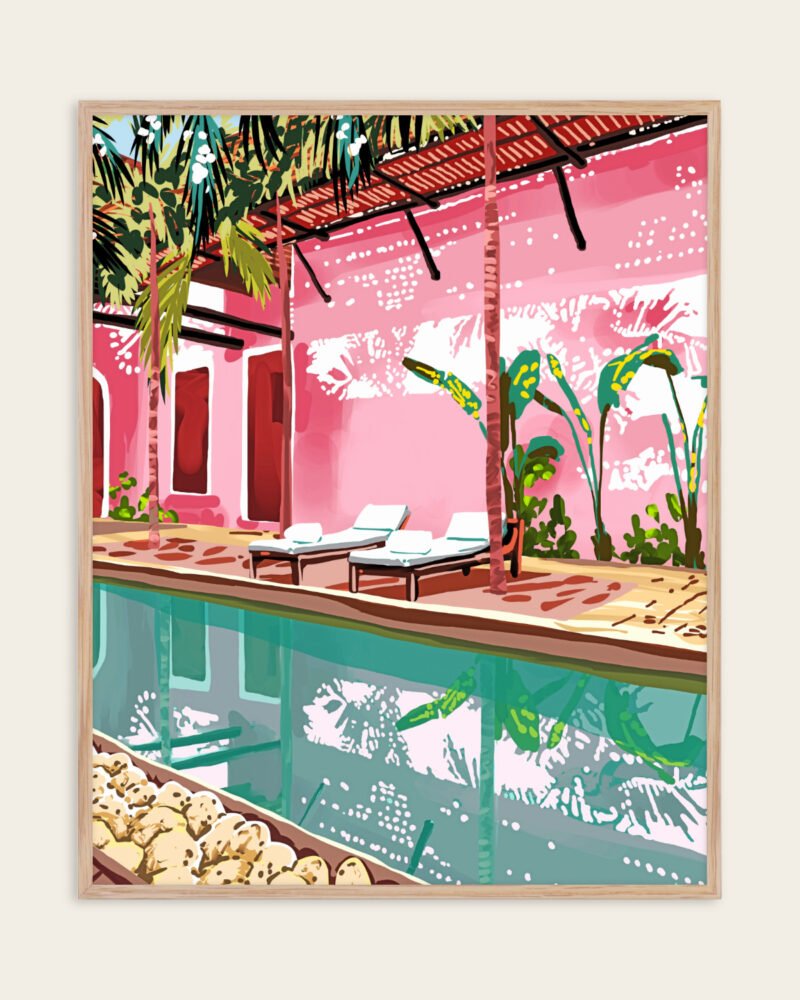 Shop Turkish Architecture Morocco Pink Buildings Art Print, Canvas Print, Commercial digital license & Instant download printable - available at 83oranges.com by artist Uma Gokhale India
