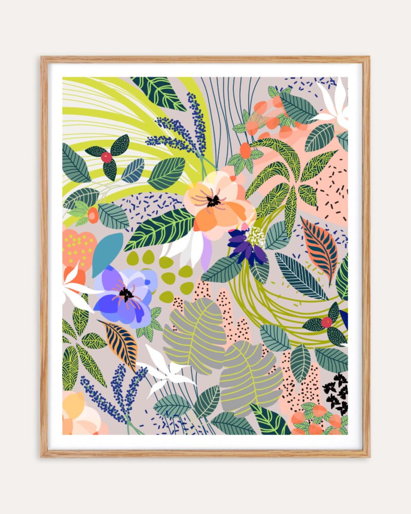 Shop wander floral flowers botanical illustration Art Print, Canvas Print, Commercial digital license & Instant download printable - certified at 83oranges.com by artist Uma Gokhale India