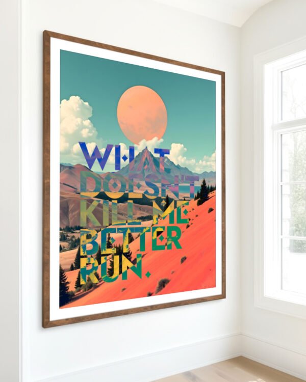 Shop mountain landscape typography quote motivational power resilience surrealism small batch graphic Art Print, Canvas Print, Commercial digital license & Instant download printable - available at 83oranges.com by artist Uma Gokhale India