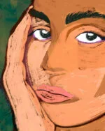 Shop woman portrait sincere bold fashion woman Liminal Quietude Art Print, Canvas Print, digital printable download - available at 83oranges.com by artist Uma Gokhale India