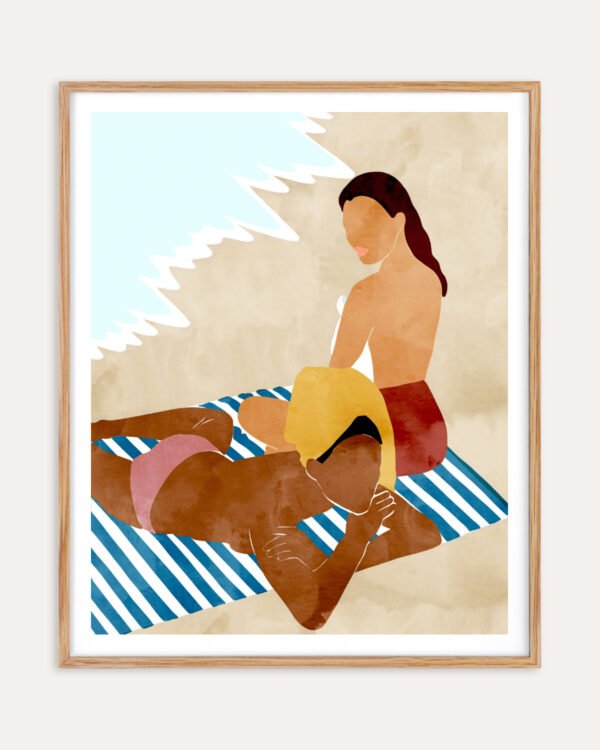 Shop bohemian women on the beach summer people watercolor painting Art Print, Canvas Print, commercial digital license, instant download printable - available at 83oranges.com by artist Uma Gokhale India