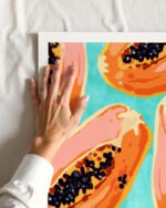 Shop big Papaya Tropical fruit Art Print, Canvas Print, Commercial digital license & instant download printable - available at 83oranges.com by artist Uma Gokhale India