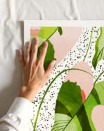 Shop Blushing Leaves Botanical Nature blush green watercolor Painting Art Print, Canvas Print, Commercial digital license & instant printable download - available at 83oranges.com by artist Uma Gokhale India